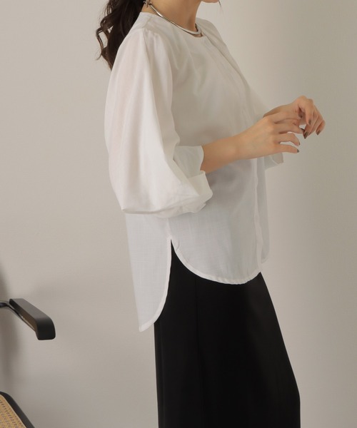 シャツ/ブラウス(長袖/七分) arts&amp;science Back tuck NC blouse シャツ ブラウス 春夏 秋 シフォン 七分袖 レディース バルーン 長袖