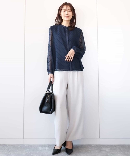 ブラウス シャツ ドットカットジャガードシフォンブラウス/洗える レディース MK MICHEL KLEIN ブラウス シャツ ドットカットジャガード
