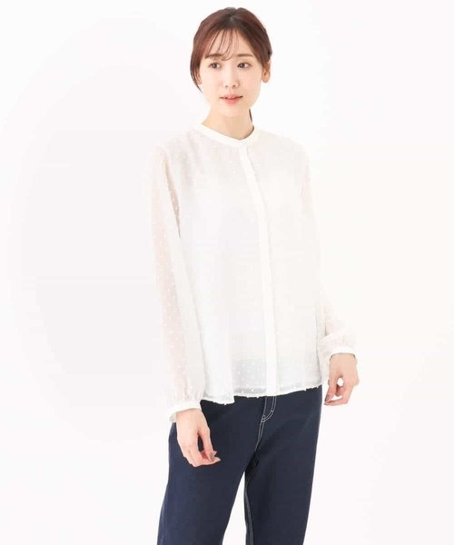 ブラウス シャツ ドットカットジャガードシフォンブラウス/洗える レディース MK MICHEL KLEIN ブラウス シャツ ドットカットジャガード