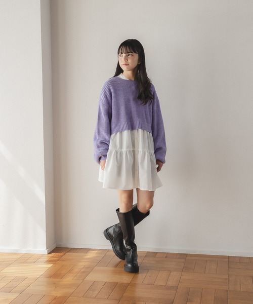 「GLOBAL WORK」 「and yua any」「KIDS」ニットカーディガン 150cm グリーン キッズ