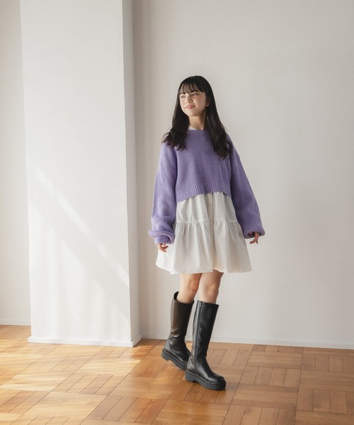 「GLOBAL WORK」 「and yua any」「KIDS」ニットカーディガン 150cm グリーン キッズ