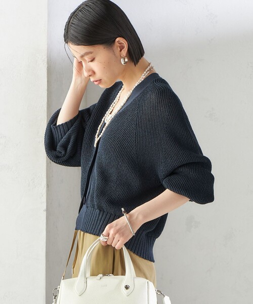 SHIPS（シップス） カーディガン 「手洗い可能」ペーパー ポリエステル