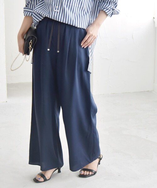 新品quaranciel花柄ワイドパンツ quaranciel パンツ quaranciel:「手洗い可能」タック イージー