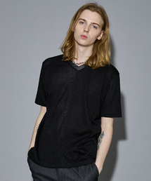 tシャツ パッチワーク  PUレザー Vネック 半袖 Tシャツ メンズ｜ZOZOTOWN Yahoo!店