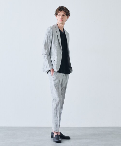 5351 POUR LES HOMMES tシャツ パッチワーク PUレザー Vネック 半袖 T