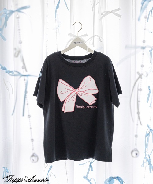 repipi armario（レピピアルマリオ） tシャツ 「girly line」BIGリボン