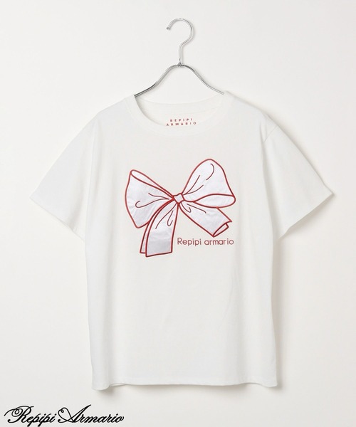repipi armario（レピピアルマリオ） tシャツ 「girly line」BIGリボン