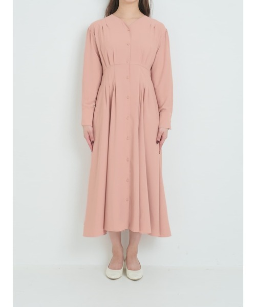 ワンピース とろみウエストタックワンピース 「低身長・小柄女性