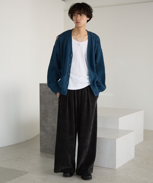 PBLIM カーディガン 「UNISEX」ダメージカーディガン レディース