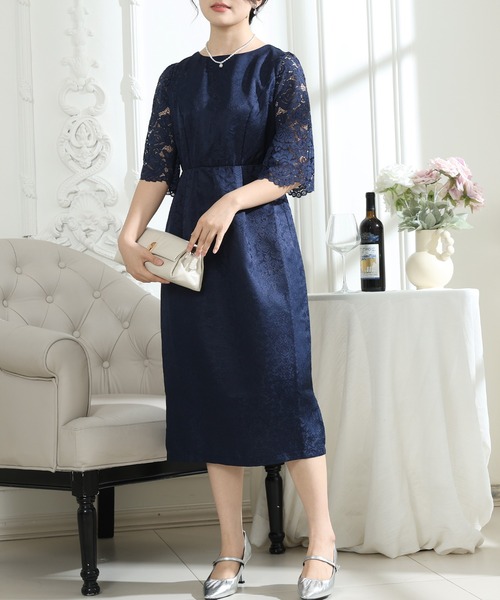 Lace Ladies（レースレディース） ドレス レース 切り替え 6分袖