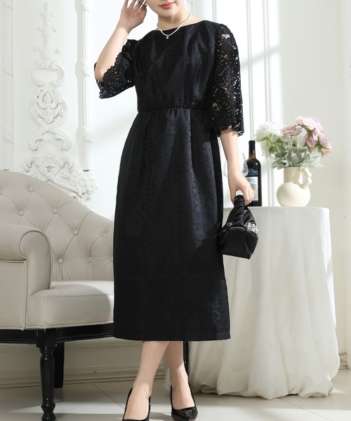 Lace Ladies（レースレディース） ドレス レース 切り替え 6分袖