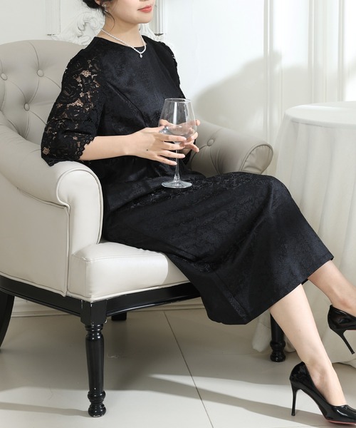 Lace Ladies（レースレディース） ドレス レース 切り替え 6分袖