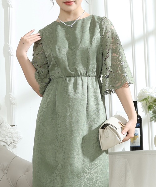 Lace Ladies（レースレディース） ドレス レース 切り替え 6分袖