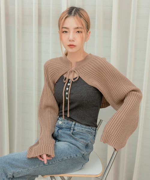 「UNE MANSION」 ニットボレロ FREE ミント レディース_画像7