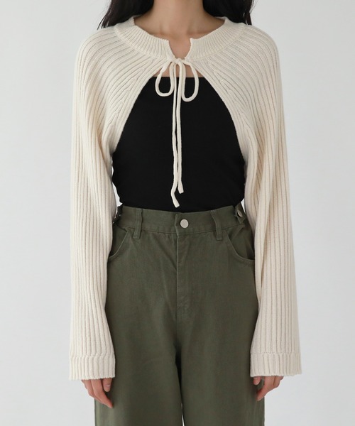 「UNE MANSION」 ニットボレロ FREE ミント レディース_画像9