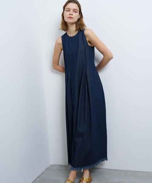 LANVINノースリーブワンピース LANVIN en Bleu ワンピース デニムノースリーブワンピース