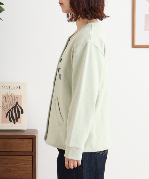 Emago カーディガン EMAGO 糸巻きロゴ刺繍カーデ レディース