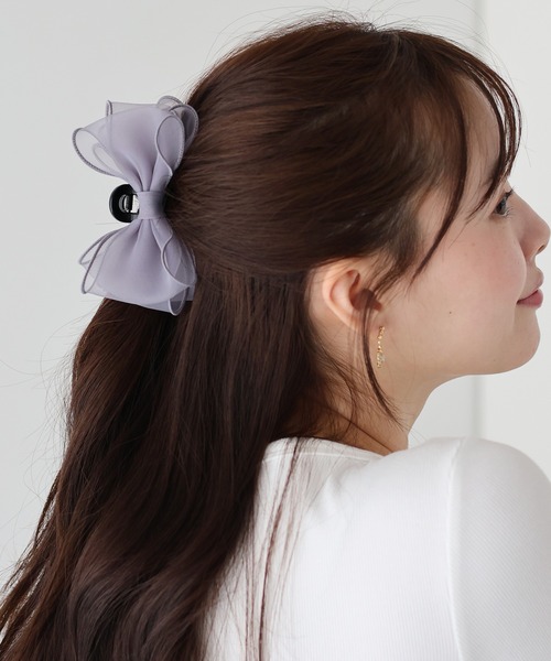 オーガンジーリボン♡ヘアクリップ♡ BLUEEAST ヘアクリップ オーガンジーリボンバンスクリップ