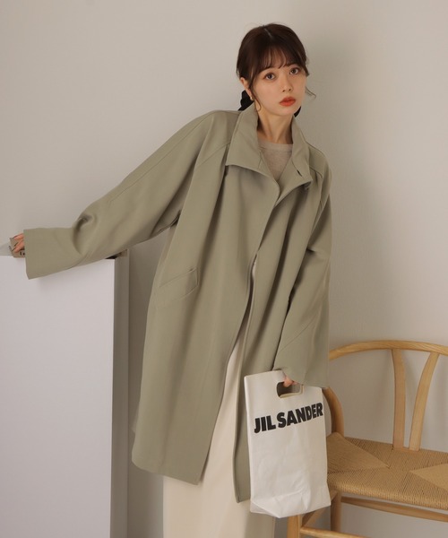 ステンカラーコート コート stand collar oversize coat /スタンド