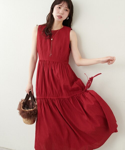 natural couture ワンピース サイドリボンドロストティアード