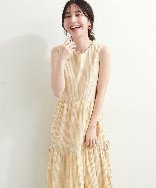 natural couture ワンピース サイドリボンドロストティアード