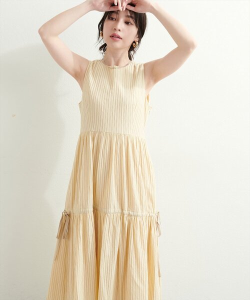 natural couture ワンピース サイドリボンドロストティアード