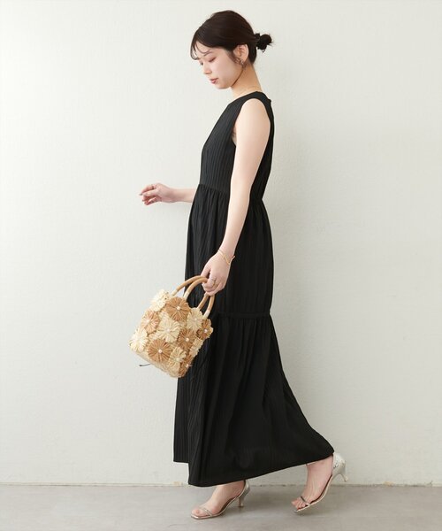 natural couture ワンピース サイドリボンドロストティアード