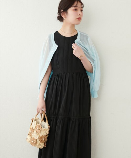 natural couture ワンピース サイドリボンドロストティアード