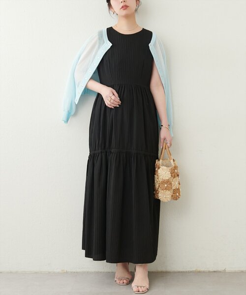 natural couture ワンピース サイドリボンドロストティアード