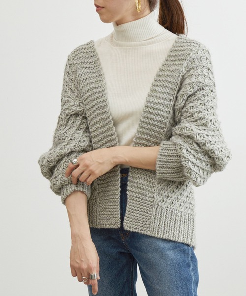 「MADEMOISELLE ROPE'」 ニットカーディガン 38 レッド レディース_画像7