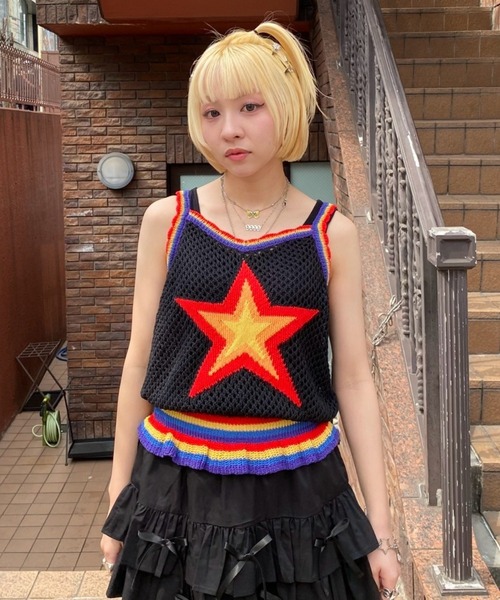 「Candy Stripper」 キャミソールニット FREE ブラック レディース Candy Stripper キャミソール STAR KNIT : ZOZOTOWN Yahoo!店