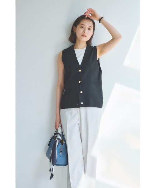 ベスト ジレ Vネックニットジレ ハンドウォッシュ 無地 レディース ベスト ジレ Vネックニットジレ ハンドウォッシュ 無地