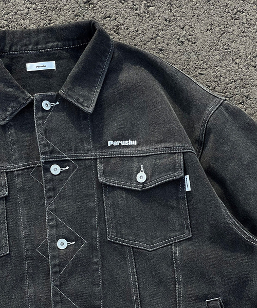 Perushu」 デニムジャケット LARGE グレー メンズ Perushu（ペルーシュ 