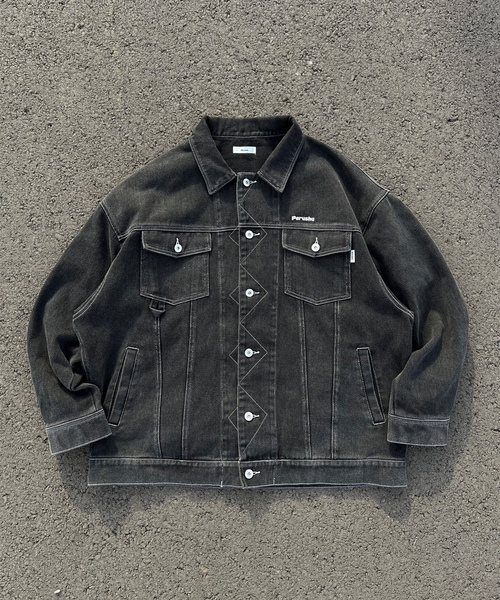 Perushu」 デニムジャケット LARGE グレー メンズ Perushu（ペルーシュ 