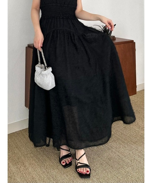 LILY BROWN ワンピース フリンジジャガードシャーリング