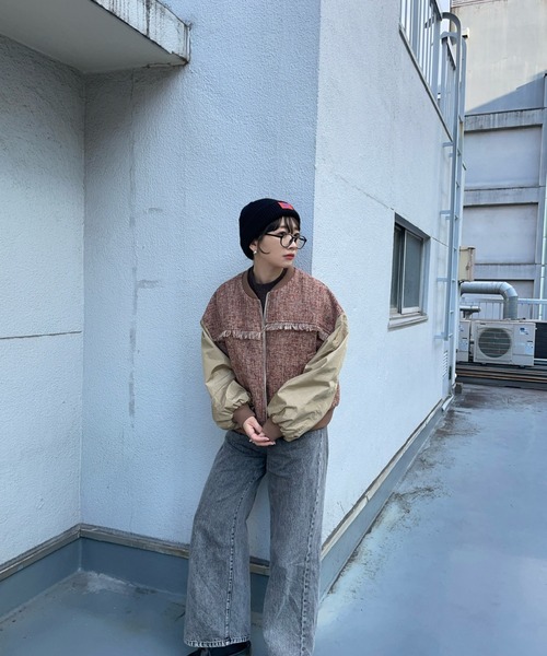 「ap retro」 ジップアップブルゾン FREE ネイビー レディース_画像3