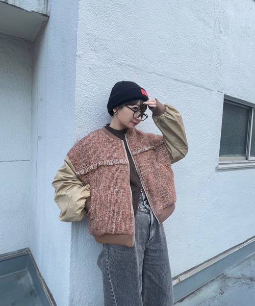 「ap retro」 ジップアップブルゾン FREE ネイビー レディース_画像6