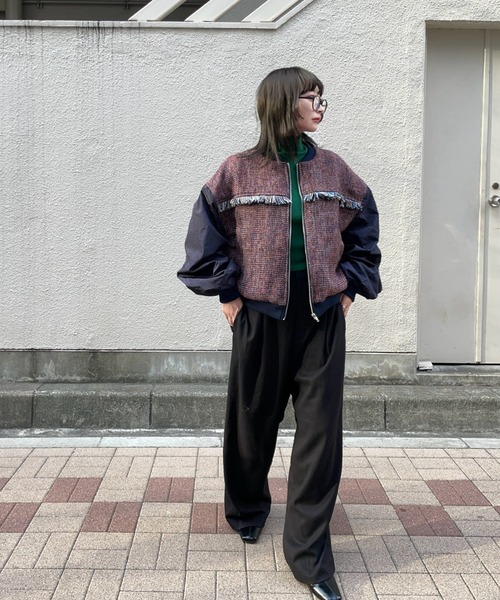 「ap retro」 ジップアップブルゾン FREE ネイビー レディース_画像7