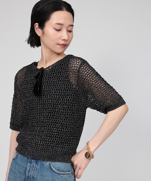 バビロンメッシュニット　美品 BABYLONE（バビロン） ニット セーター 2WAYメッシュプルオーバー