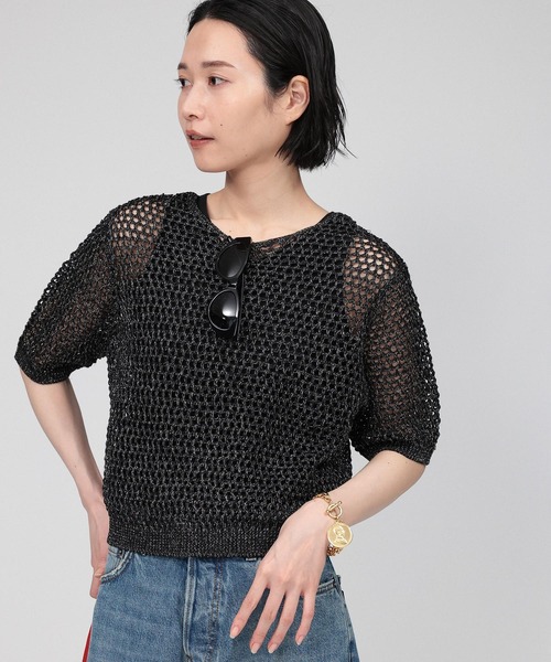 バビロンメッシュニット　美品 BABYLONE（バビロン） ニット セーター 2WAYメッシュプルオーバー