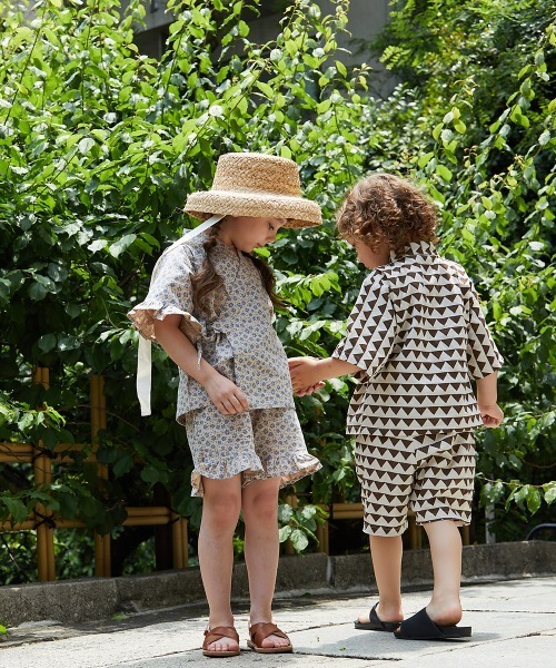 SOU-SOU 花柄 甚平上下セット 2着セット　姉妹　リンク　コーデ リンクコーデ】選べる2柄キッズフリル甚平