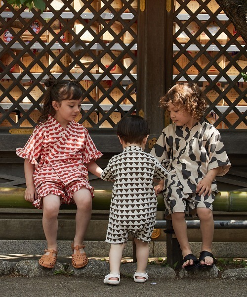 SOU-SOU 花柄 甚平上下セット 2着セット　姉妹　リンク　コーデ リンクコーデ】選べる2柄キッズフリル甚平