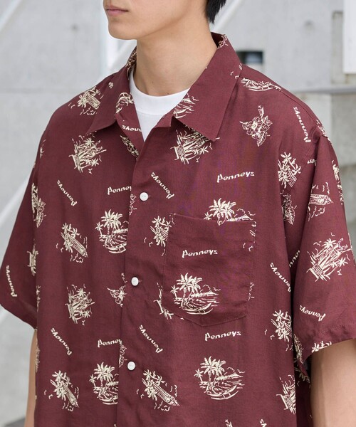 Penney’s レーヨン アロハシャツ 総柄 ハワイアン 半袖 日本製 PENNEYS（ペニーズ） シャツ 半袖 PenneysHAWAII（ペニーズハワイ