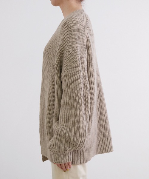 「MADEMOISELLE ROPE'」 ニットカーディガン 38 ライトグレー レディース_画像4