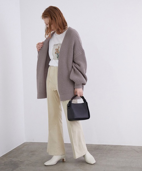 「MADEMOISELLE ROPE'」 ニットカーディガン 38 ライトグレー レディース_画像6