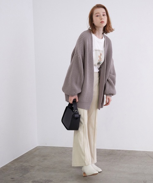 「MADEMOISELLE ROPE'」 ニットカーディガン 38 ライトグレー レディース_画像7