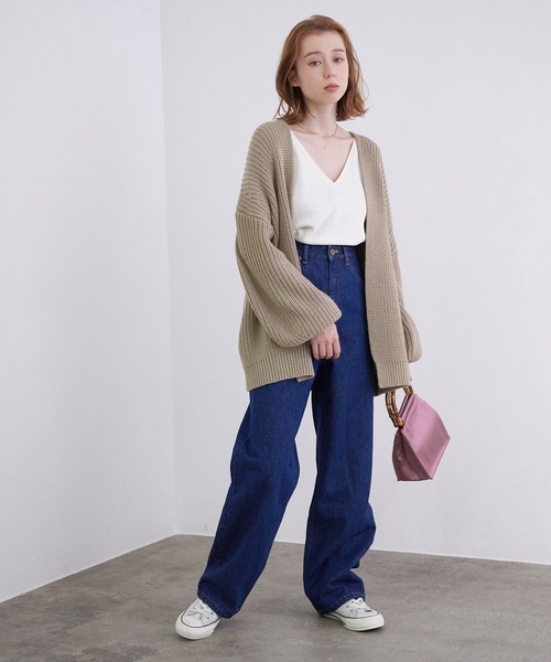 「MADEMOISELLE ROPE'」 ニットカーディガン 38 ライトグレー レディース_画像8