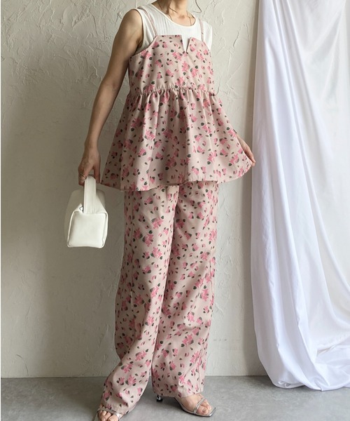 花柄 セットアップ キャミソールトップス ハイウエストスカート She's Closet セットアップ 花柄フラワープリント＆アート柄