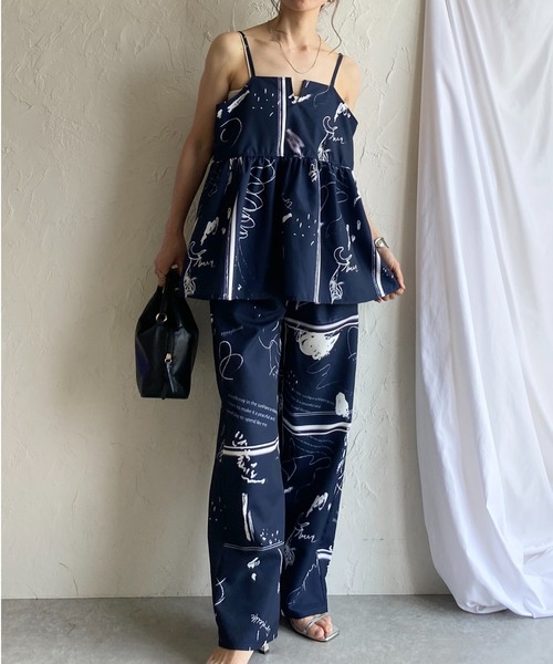 ハンドメイド【セットアップ&ポシェット】】 She's Closet セットアップ 花柄フラワープリント＆アート柄