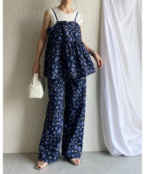 フライス小花プリント セットアップ She's Closet セットアップ 花柄フラワープリントキャミソール